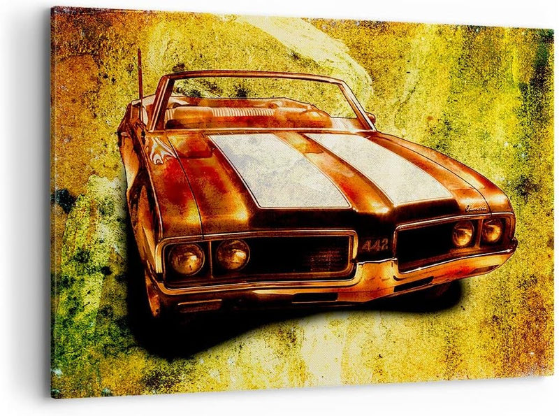 Bilder auf Leinwand 100x70cm Leinwandbild Auto Geschwindigkeit Cabriolet Gross Wanddeko Bild Schlafz