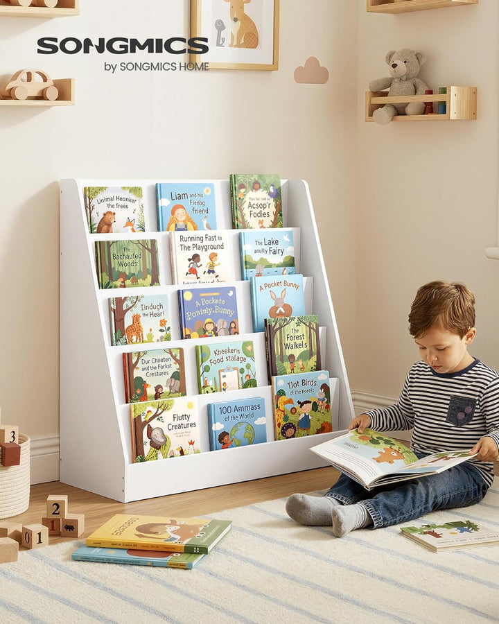 SONGMICS Bücherregal Kinder, Kinderregal, Montessori Regal mit 5 Ebenen, für Bilderbücher, Kinderzim