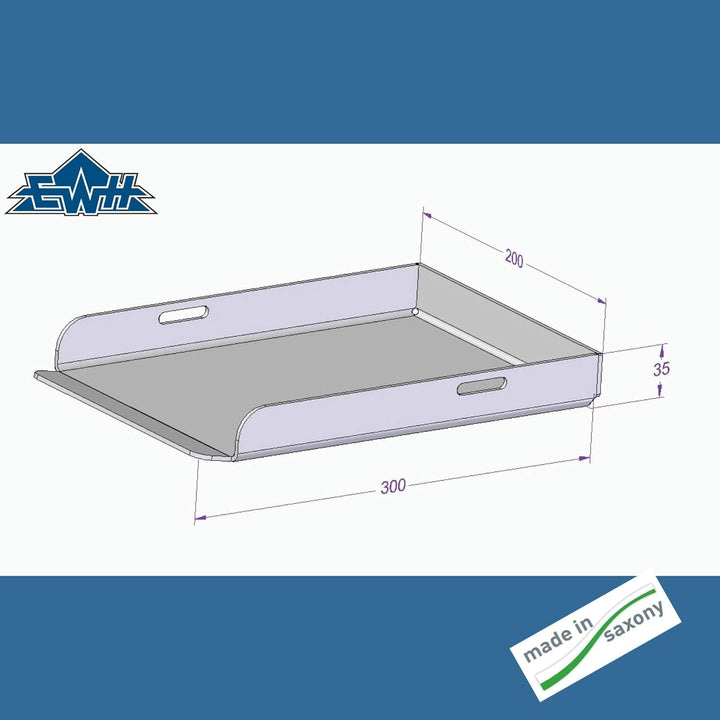 EWH Grillplatte BBQ Plancha aus Edelstahl V2A Grösse: Compact 30 x 20 cm mit optionalen Plattenheber
