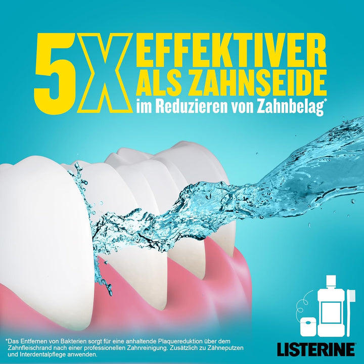 LISTERINE Cool Mint (6 x 500 ml), antibakterielle Mundspülung mit ätherischen Ölen & Minzgeschmack,