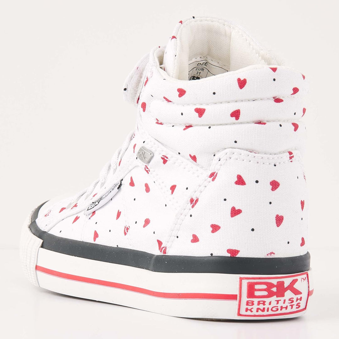 British Knights Mädchen Dee Sneaker 25 EU Weiss Punkte Rote Herzen, 25 EU Weiss Punkte Rote Herzen