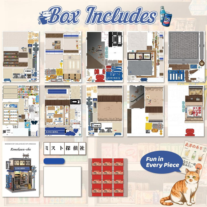 CUTEBEE Book Nook Kit - Puppenhaus Im Japanischen Stil, DIY Holz Miniaturhaus Für Erwachsene, Wohn U