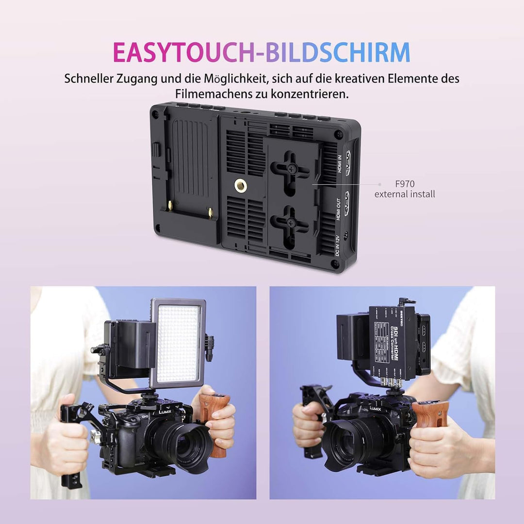 Feelworld F5 Pro V4 6 Zoll Touchscreen 3D LUT DSLR Kamera Field Monitor mit externem Kit Installiere