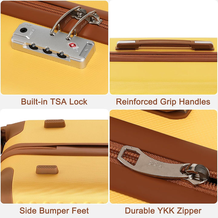 KONO Koffer Trolley Gross Hartschalenkoffer Reisekofferset Koffer Kofferset Gepäck Rollkoffer Schlos