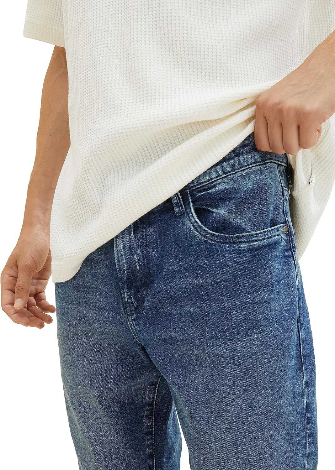TOM TAILOR Herren Troy Slim Jeans 33W / 34L 10123 - Destroyed Mid Stone Blue Denim, 33W / 34L 10123