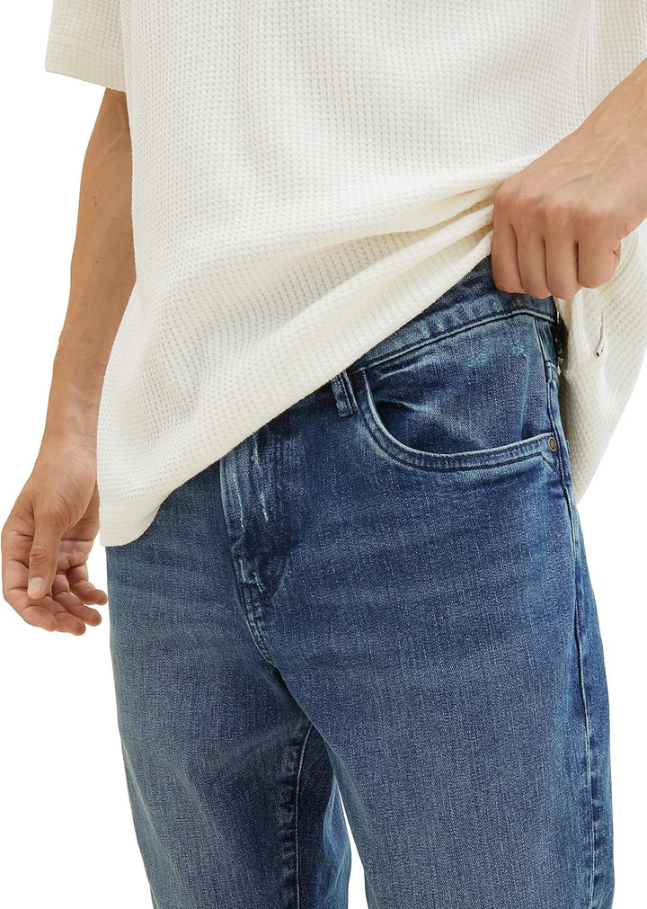 TOM TAILOR Herren Troy Slim Jeans 33W / 34L 10123 - Destroyed Mid Stone Blue Denim, 33W / 34L 10123