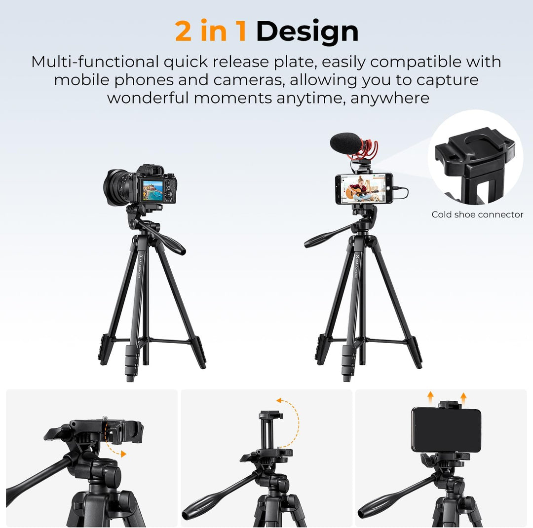 K&F Concept NT510 Handy Stativ,152cm leichtes Stativ, Tripod für DSLR Canon Nikon Sony, Stativ für S