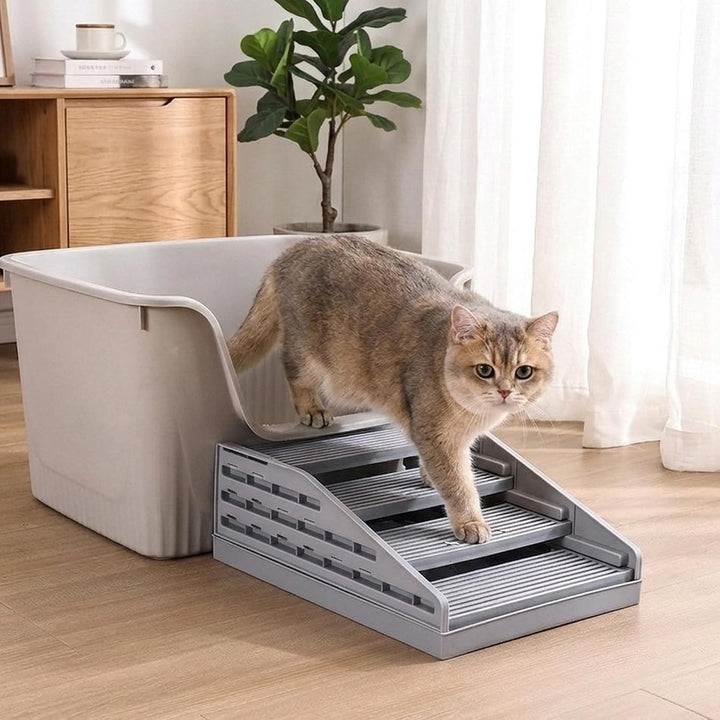 Katzenstreu Rampe Höhenverstellbar | Katzentreppe mit Filterfunktion
