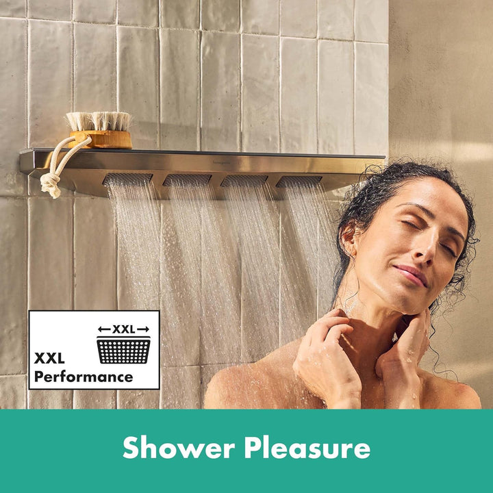 hansgrohe Schulterbrause mit Duschablage Rainfinity, mit 1 Strahlart (PowderRain) und Duschregal 50c