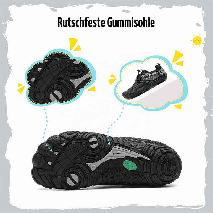 SAGUARO Jungen Mädchen Barfussschuhe Atmungsaktiv Badeschuhe für Kinder Gr.24-36 24 EU Schwarz, 24 E