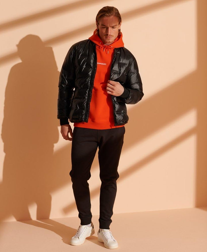 Superdry Herren Gewebte Daunen-Bomberjacke mit Steppdesign Schwarz L