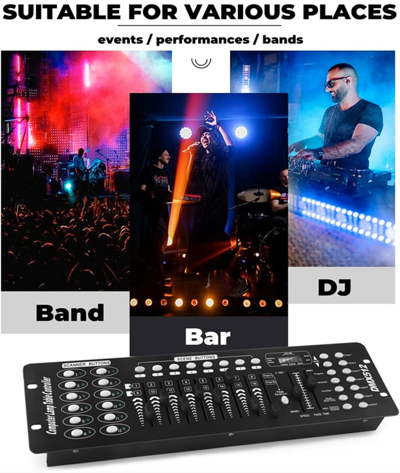 U`king DMX512 Controller, 192 Kanäle DMX512 Controller Konsole Voice-aktiviert für Lichteffekt Bühne