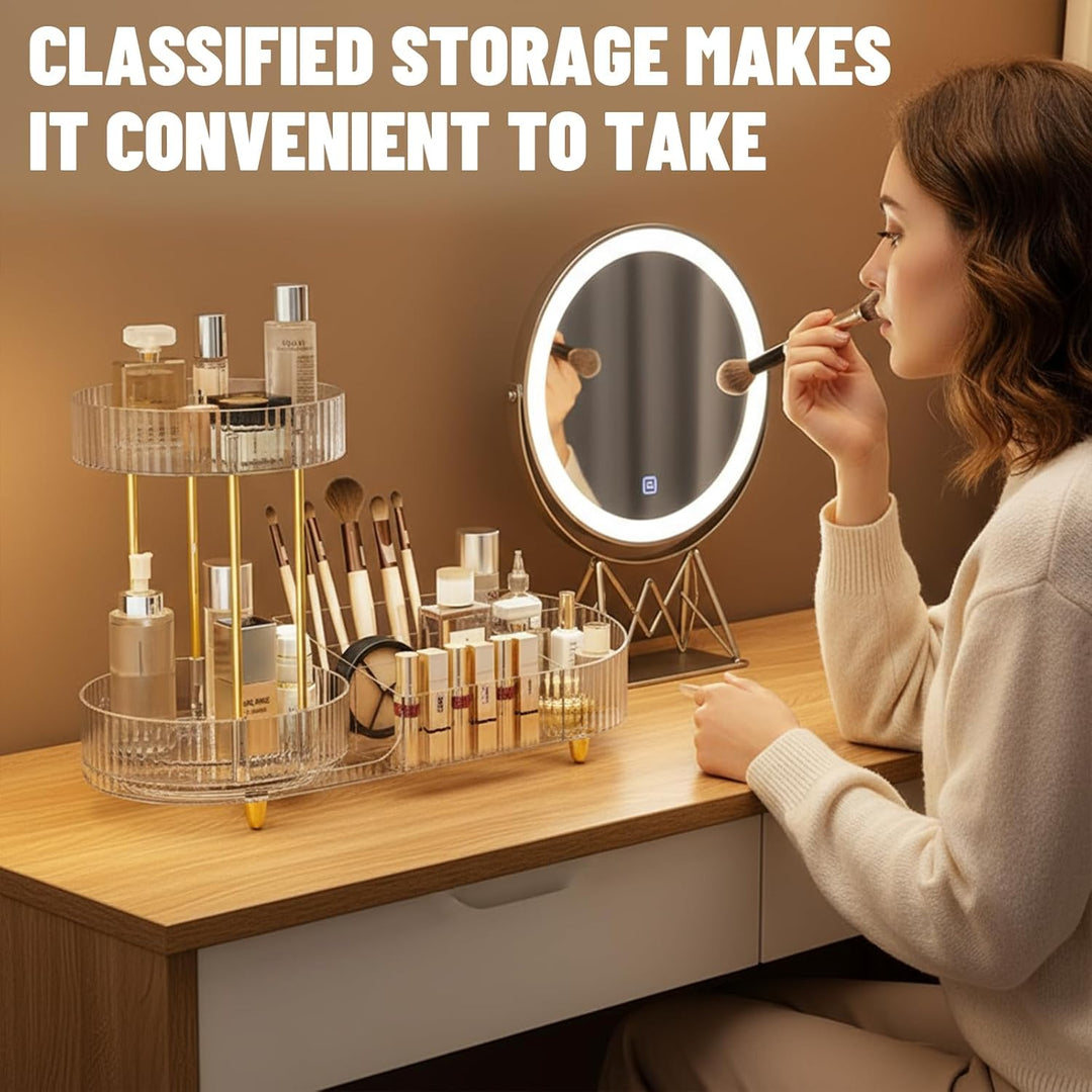 Schminktisch Organizer, Transparent Make Up Organizers, 360° Drehbarer Schmink Organizer, Parfüm Org