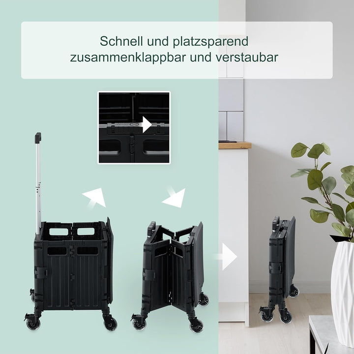 Relaxdays Einkaufstrolley, klappbar, Einkaufskorb mit Lenkrollen, Deckel & Teleskopgriff, bis 35 kg,
