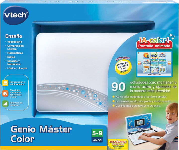 VTech Genio Zweisprachiger Master, Laptop für Kinder, Bildschirm, unterrichtet Vokabeln, Mathematik,