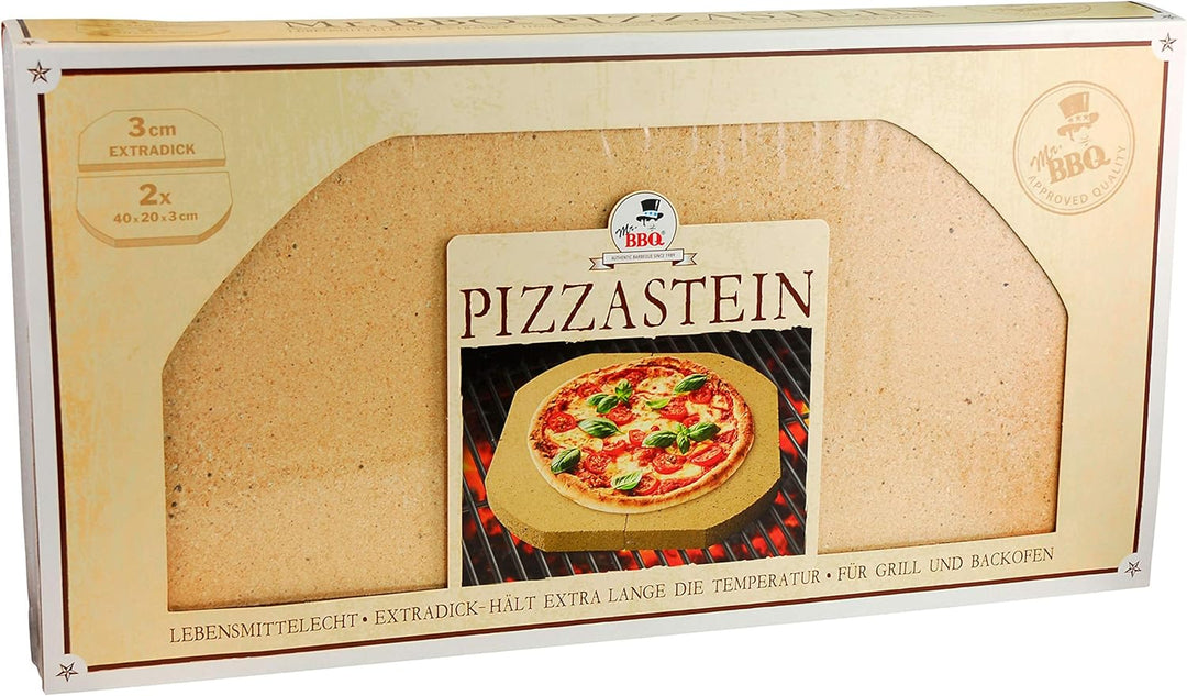 Pizzastein, Brotbackstein, 2-teilig, 40 x 20 x 3 cm je Hälfte, für Pizza, Flammkuchen, frischem Brot