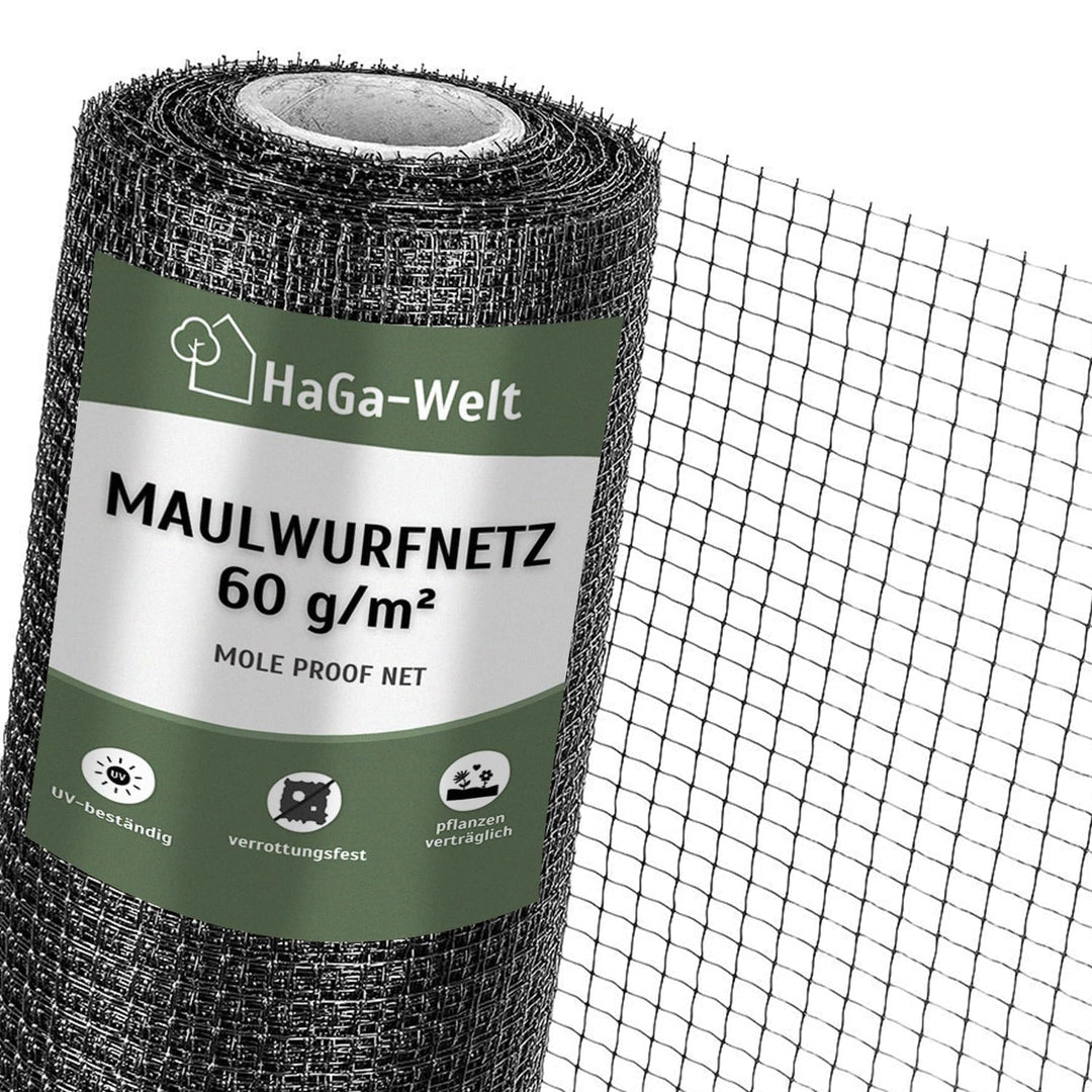HaGa® Maulwurfnetz 2m x 70m Maulwurf Maulwurfschutz für Rasen und Rollrasen Laubschutznetz Teichnetz