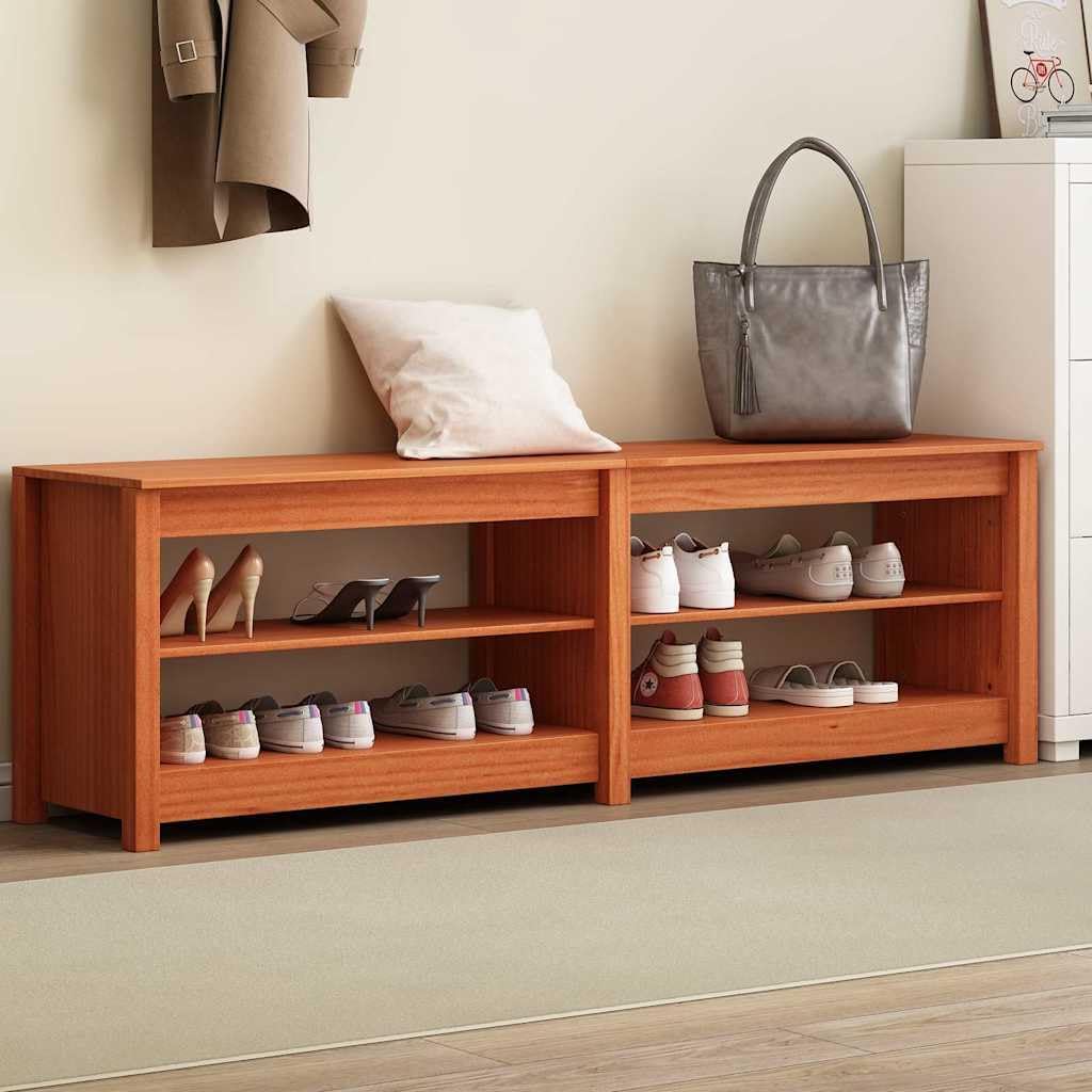 vidaXL Schuhbank mit Regal mit Speicher Wachsbraun 160 x 36,5 x 50 cm, Stylische Flurmöbel, rechteck