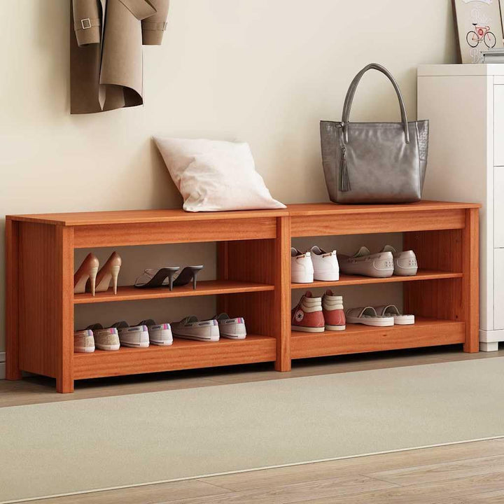 vidaXL Schuhbank mit Regal mit Speicher Wachsbraun 160 x 36,5 x 50 cm, Stylische Flurmöbel, rechteck