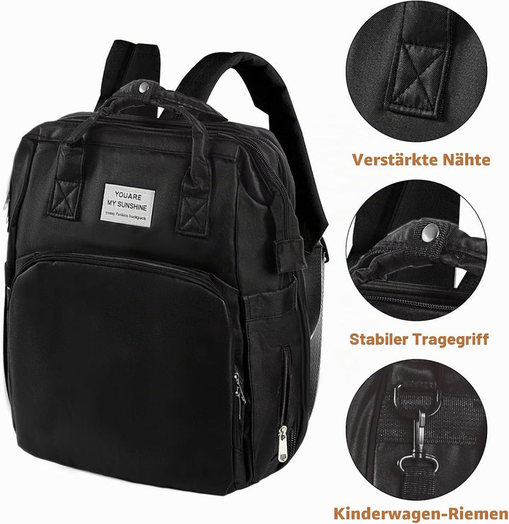 Multifunktionaler Wickelrucksack Baby – Wasserdichte Wickeltasche Rucksack aus Oxford Stoff mit Isol