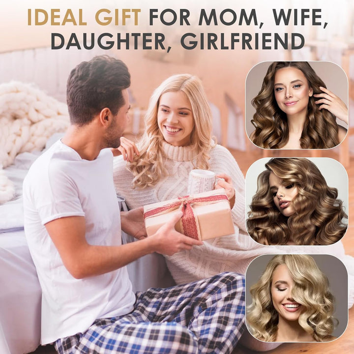Lockenstab Automatisch Professioneller, Curling Iron, Rotierender Anti-Verbrühungs-Keramik-Lockensta