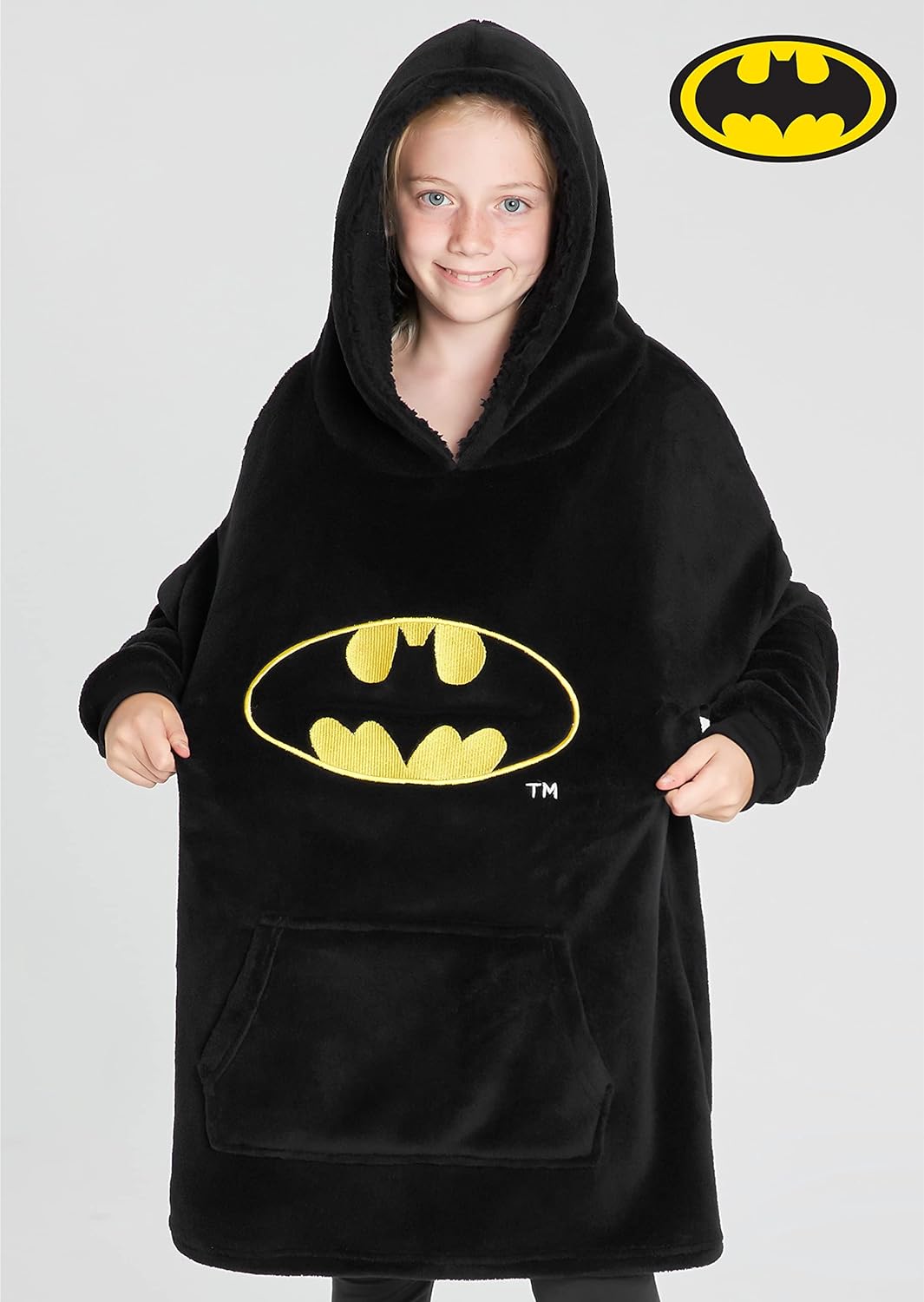 DC Comics Batman Übergrosse Hoodie Decke Kinder Flauschig Kuschelpullover Jungen Mädchen Oversize Ku