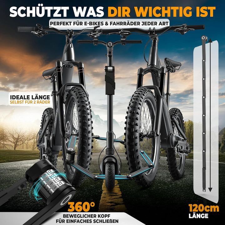 MIVELO Fahrradschloss Faltschloss extra sicher I Faltschloss Zahlenschloss mit 10.000 möglichen Komb