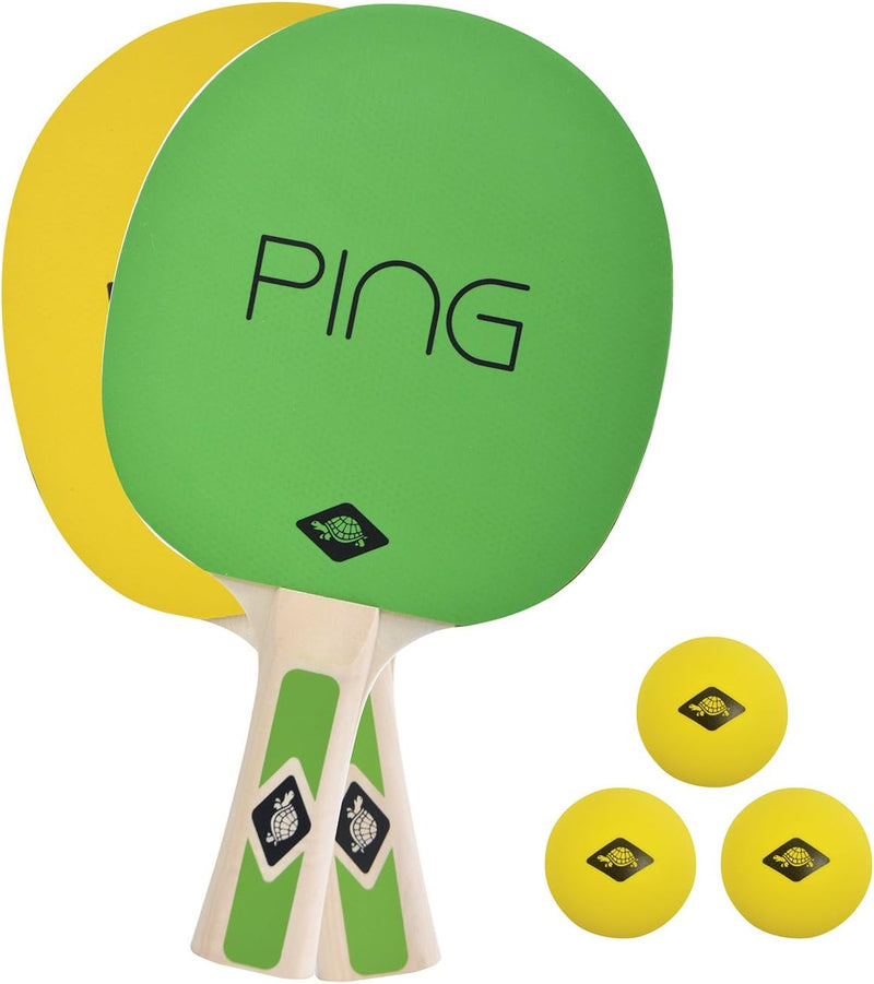 Donic-Schildkröt Tischtennis-Set Ping Pong und Neon Set, 2 Schläger mit farbigen Belägen, 3 farbige