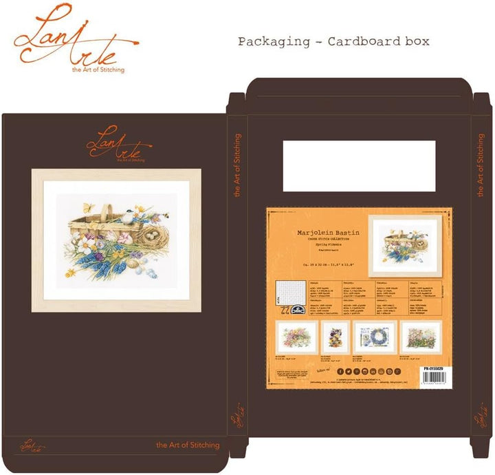 Lanarte Zählmusterpackung Frühjahrsblumen Aida Kreuzstichpackung, Baumwolle, Mehrfarbig, 39 x 32 x 0