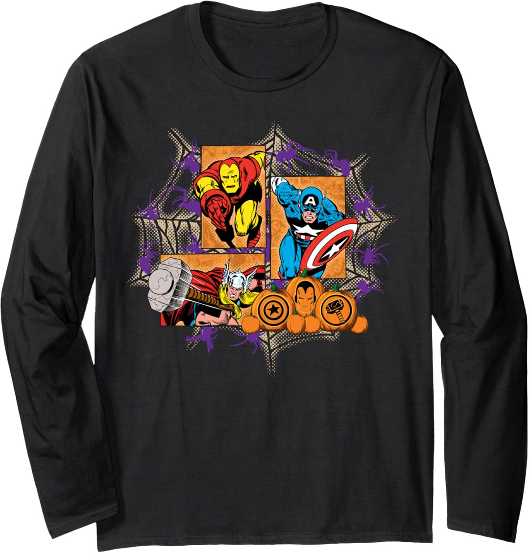 Marvel Avengers Pumpkins Comic Panels Halloween Langarmshirt