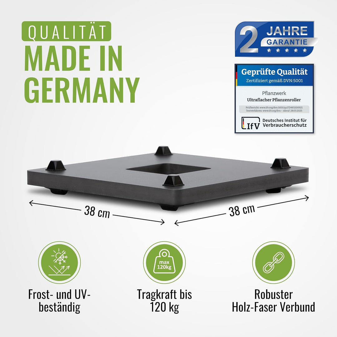 Pflanzwerk® Pflanzkübel Untersetzer *ULTRAFLACHER Designer PFLANZENROLLER* 38x38cm für alle Blumentö