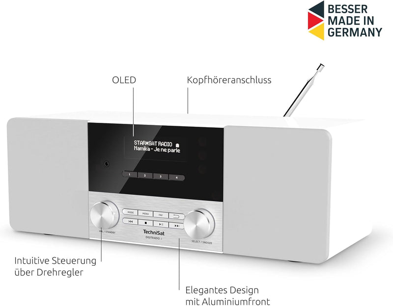 TechniSat DIGITRADIO 4 - Stereo DAB Radio (DAB+, UKW, Bluetooth-Audiostreaming (Empfang), Kopfhörera