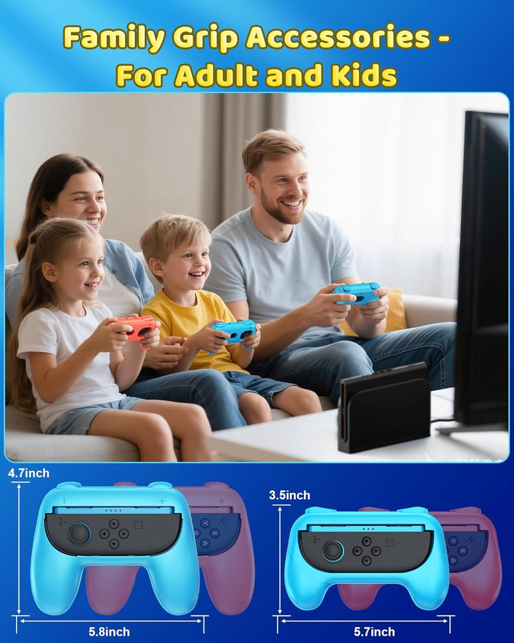 FYOUNG 2-Grössen Griffe Halterung für Nintendo Switch 2/1 & Switch OLED - Grosse und Kompakte Famili