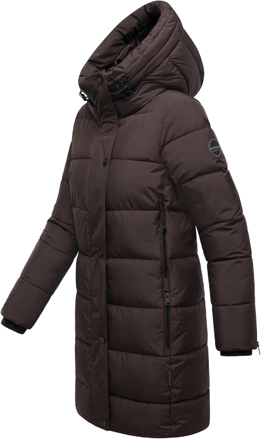 MARIKOO Damen Wintermantel warmer Steppmantel lang mit Kapuze und hohem Kragen Karumikoo XVI XS-5XL