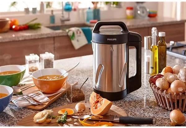 Philips HR2203/80 Standmixer mit Heizfunktion, schwarz 1,2 l, 1000 W
