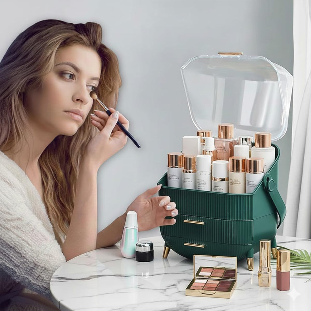 Make Up Organizer, Kosmetik Organizer mit decke, Wasserdicht Staubdicht Hautpflege Organizer für Bad