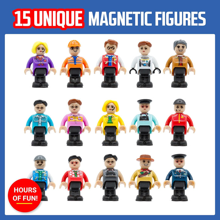Playmags Magnetic Figures Community Figures Set von 15 - Spielleute Perfekt für Magnetfliesen - Mint