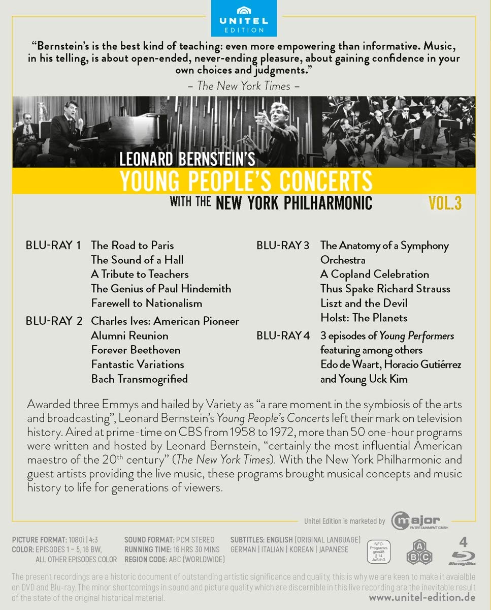 Young Peoples Concerts Vol. 3 [New York Philharmonic; Leonard Bernstein], Blu-ray