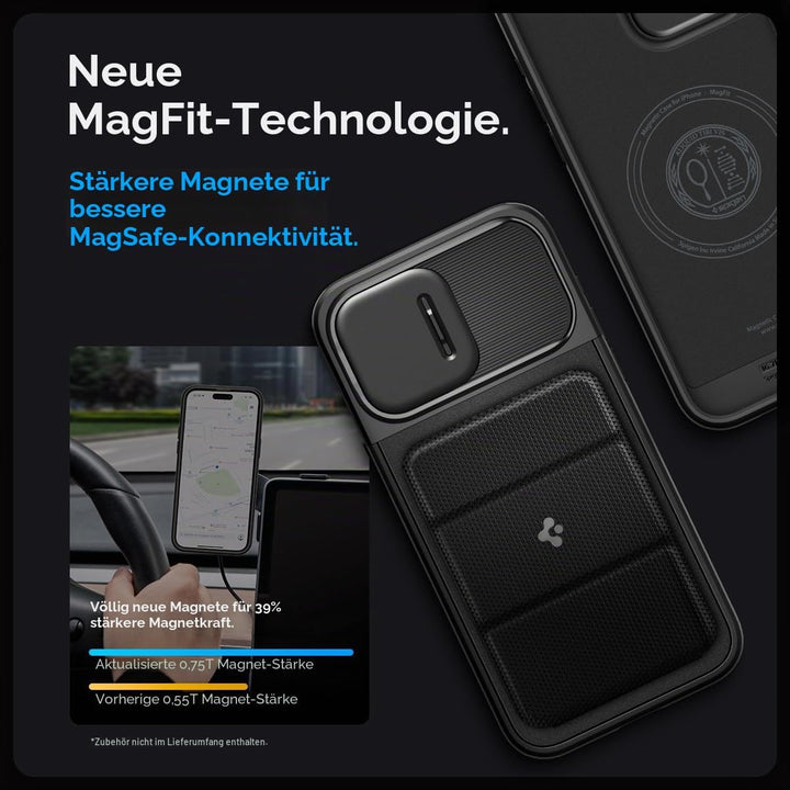 Spigen Optik Armor MagFit Hülle Kompatibel mit iPhone 15 Pro Max Kompatibel mit MagSafe -Schwarz, Sc