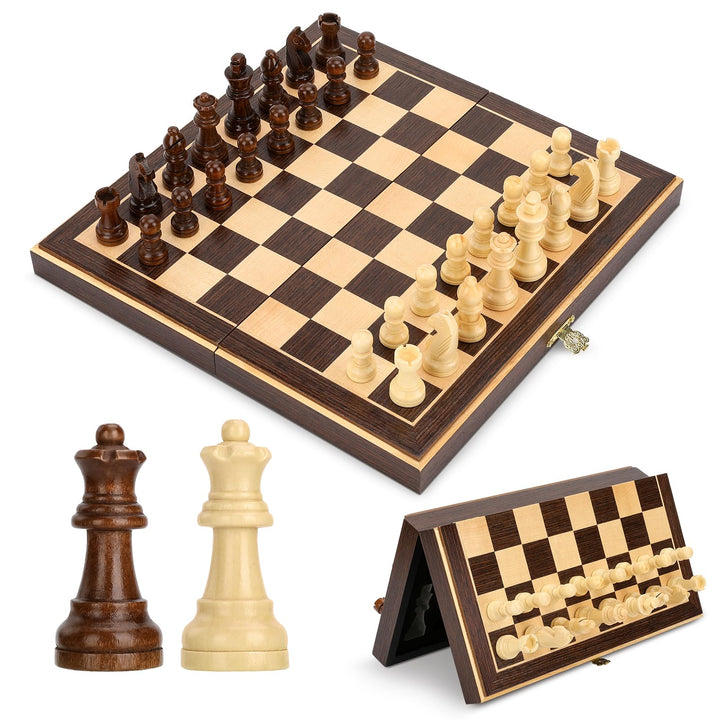 Peradix Magnetisch Schachspiel aus Holz - Klappbares Schachbrett 30x30cm mit 2 Königin-Stücken - Sch