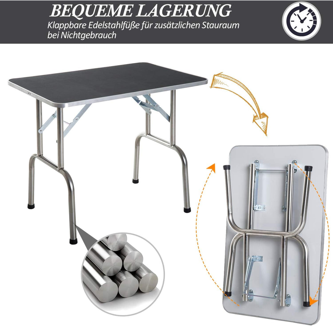 Pawhut Trimmtisch Tierpflegetisch Schertisch mit Korb Hundepflegetisch klappbar Hundefriseurtisch Hu