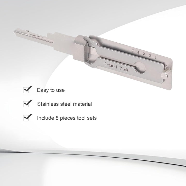 Edelstahl Schlüsseldecoder Master Key Decoder 2-In-1 Lock Pick Präzisionshaken Tonabnehmerkombinatio