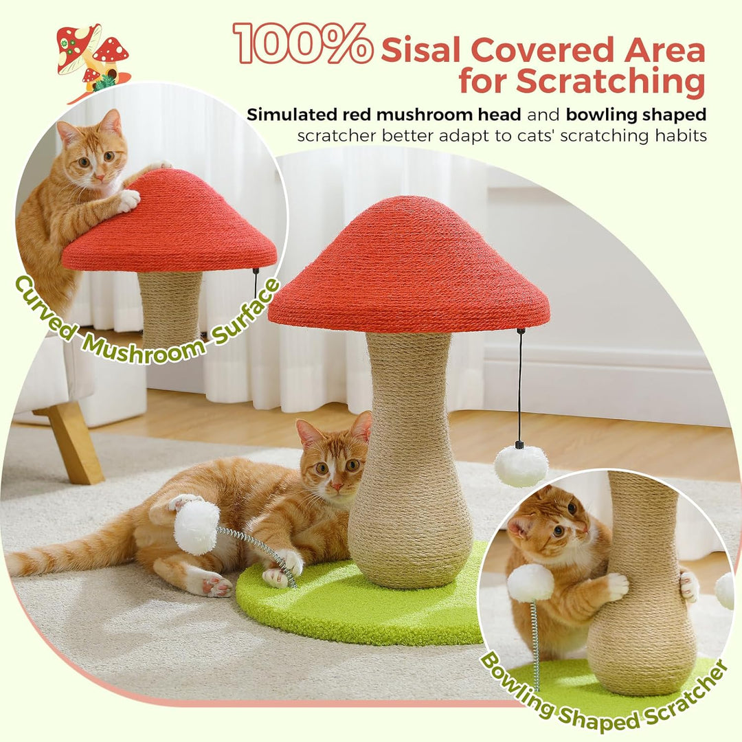 PAWZ Road Süsser Katzenkratzbaum, Pilz-Katzenkratzer mit einem Kratzbaum komplett mit 100% Sisal und
