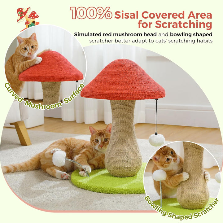 PAWZ Road Süsser Katzenkratzbaum, Pilz-Katzenkratzer mit einem Kratzbaum komplett mit 100% Sisal und