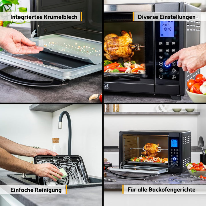 TZS First Austria Minibackofen, 45L, 2000 Watt, Digitalanzeige, kompakter Elektroofen für den Tischg