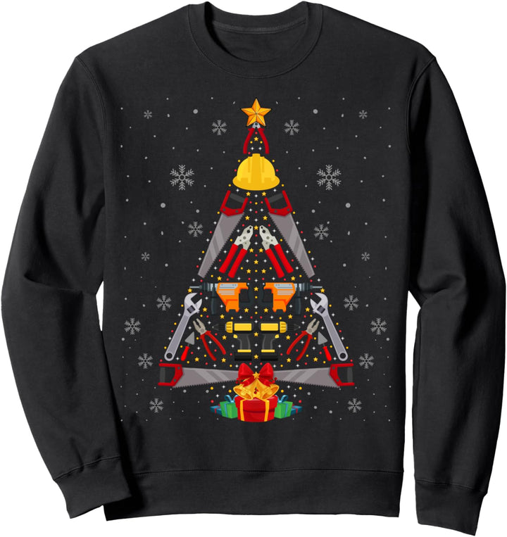 Woodworking Carpentry Christmas Tree Lights Carpenter Xmas Sweatshirt