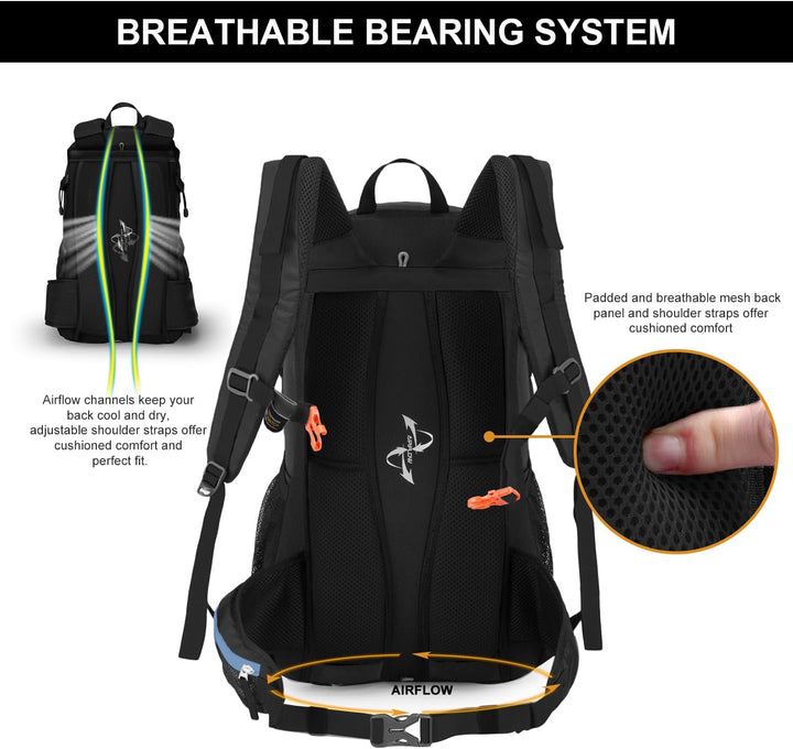 MOUNTAINTOP 40L Wanderrucksack Herren Damen Trekkingrucksack Outdoor Rucksäcke mit Regenhülle für Ca