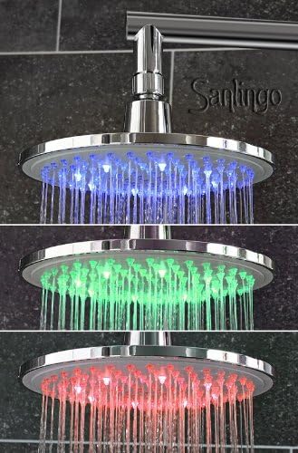 Runde LED Regendusche mit Farbwechsel Kein Stromanschluss notwendig. Sanlingo