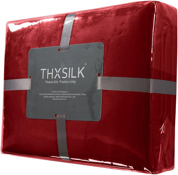 THXSILK Spannbettlaken Seide Bettlaken 90x200, Rot Seiden Bettlaken, 100% Reine 19 Momme Maulbeersei