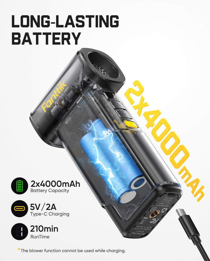 Fanttik B10 Pro Max Elektrischer Druckluftreiniger, 130.000 U/min bürstenloser Motor, Druckluftreini